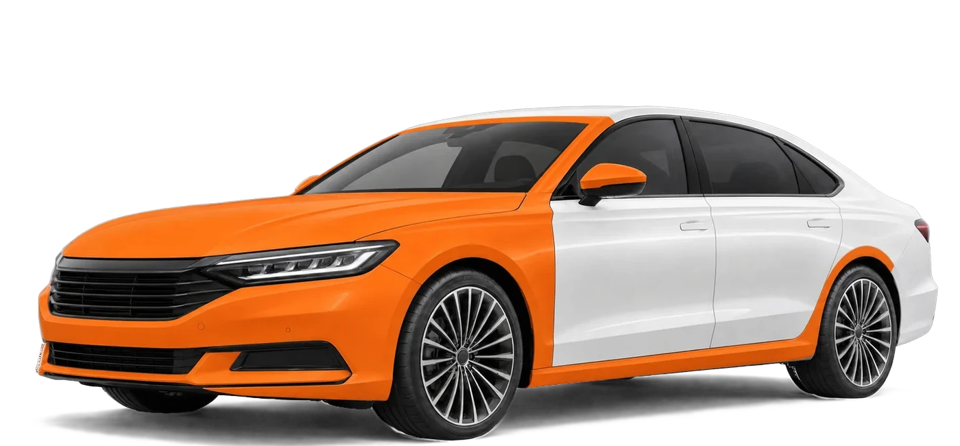 Fahrzeugschema Limousine: zusätzlich Schweller, Dachansatz und A-Säulen mit Lackschutzfolie