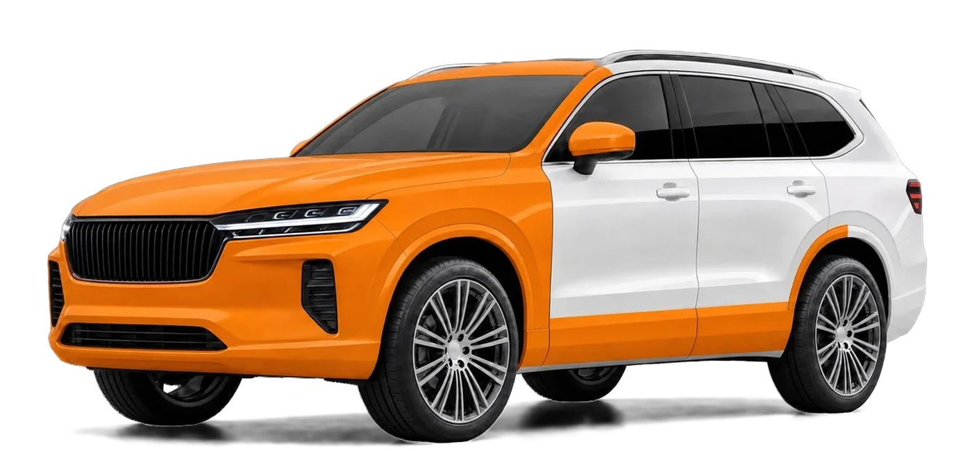Fahrzeugschema SUV: zusätzlich Schweller, Dachansatz und A-Säulen mit Lackschutzfolie