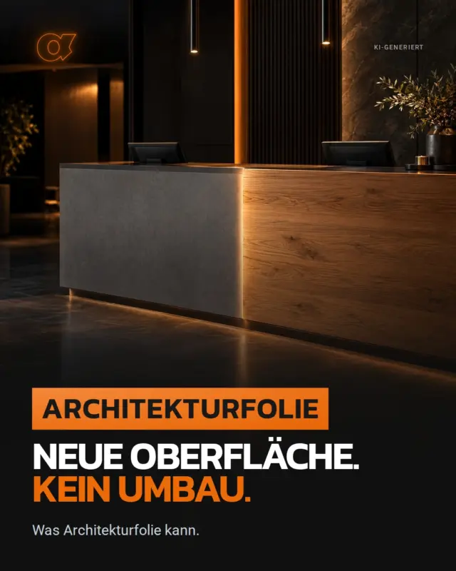 Neue Oberflächen statt neuer Einrichtung. ✨ Der Empfangstresen wirkt alt, die Schrankfronten haben Kratzer und …