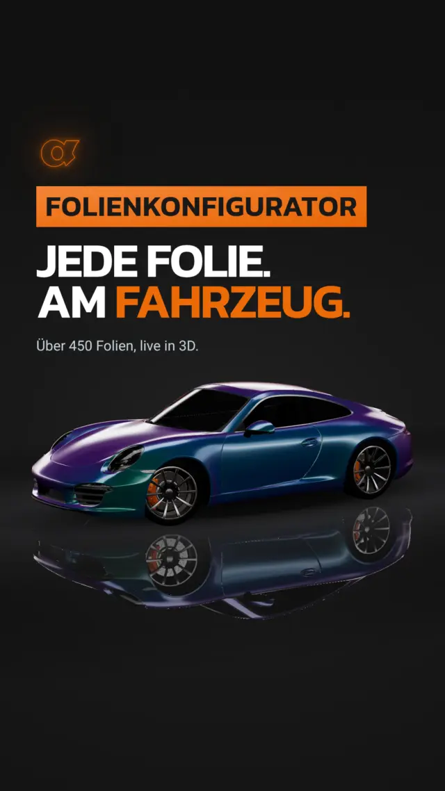 Eine Folie wirkt erst am Fahrzeug, deshalb zeigen wir sie genau dort. 🚗 Im Alpha Folienkonfigurator stellst du …
